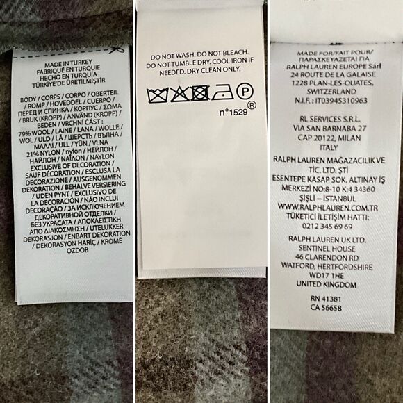 Lauren Ralph Lauren Skirt Plaid Wool Blend Black Label Faux Wrap Fringe 14 - Picture 7 of 9